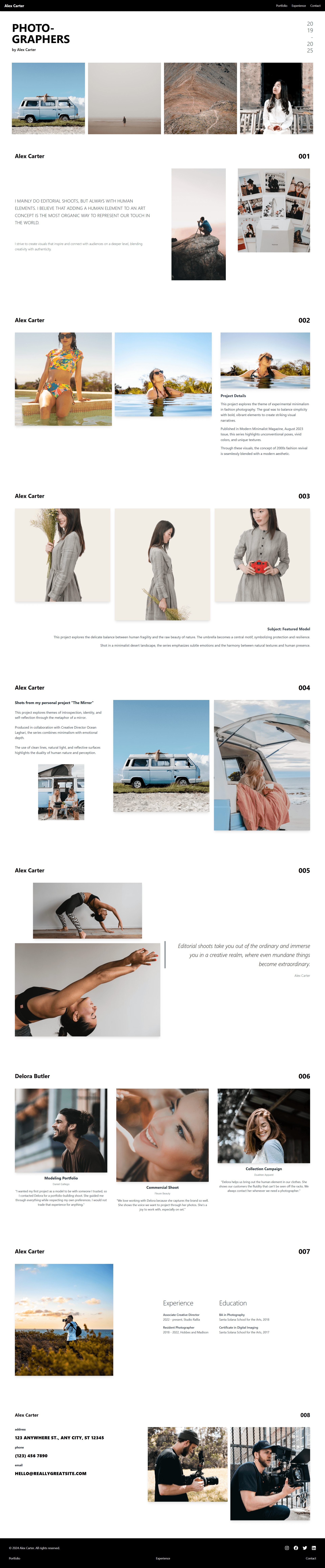 Photographer Portfolio — długi zrzut strony