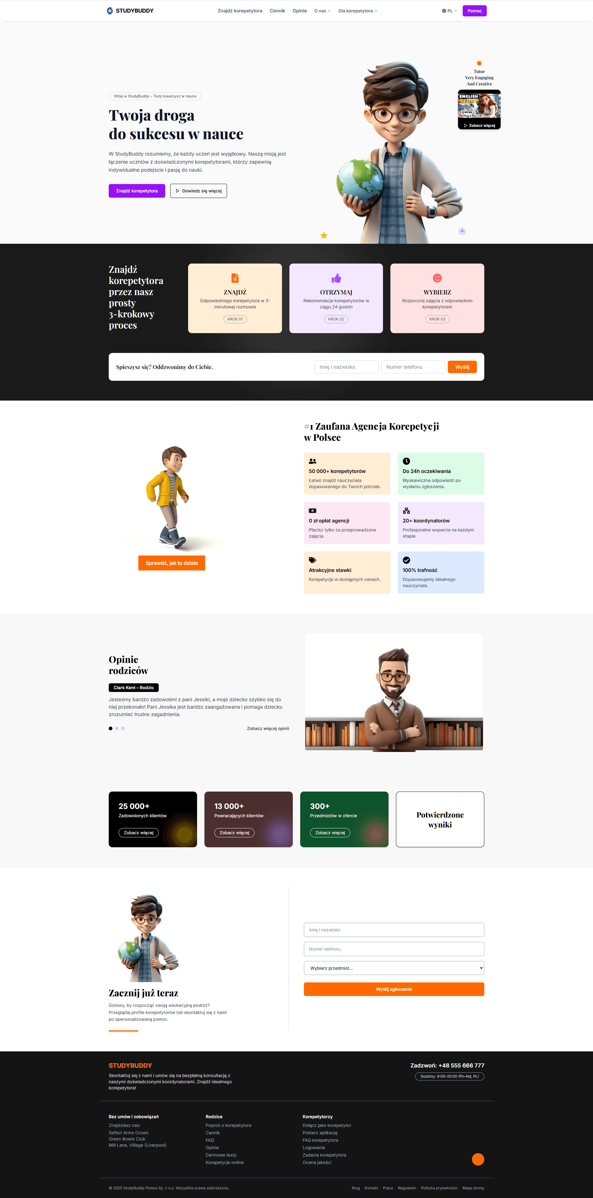 StudyBuddy — długi zrzut strony