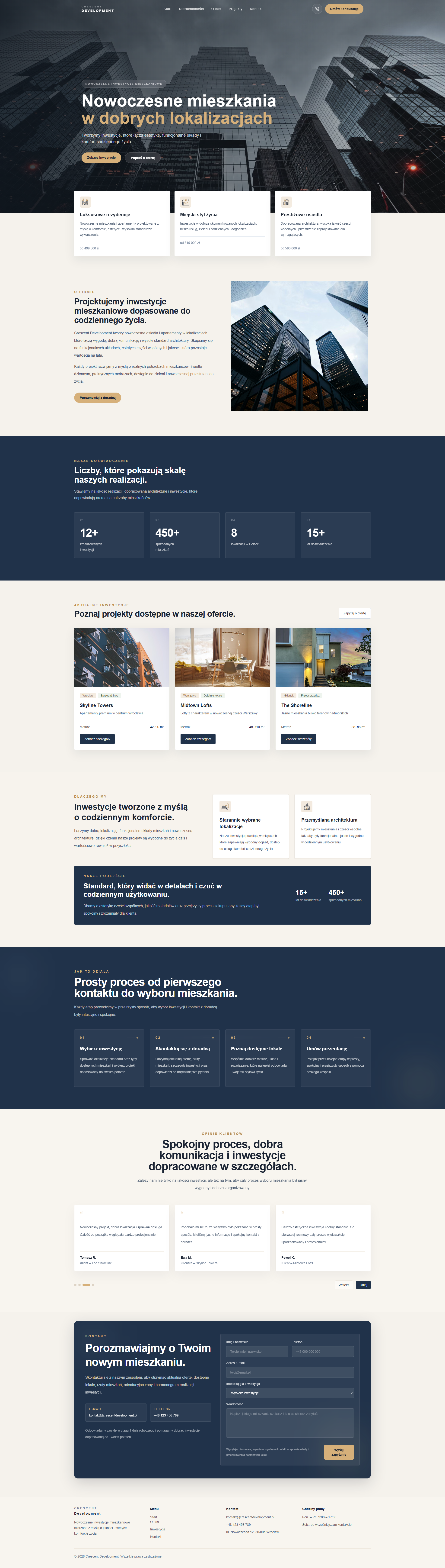 Crescent Development — długi zrzut strony