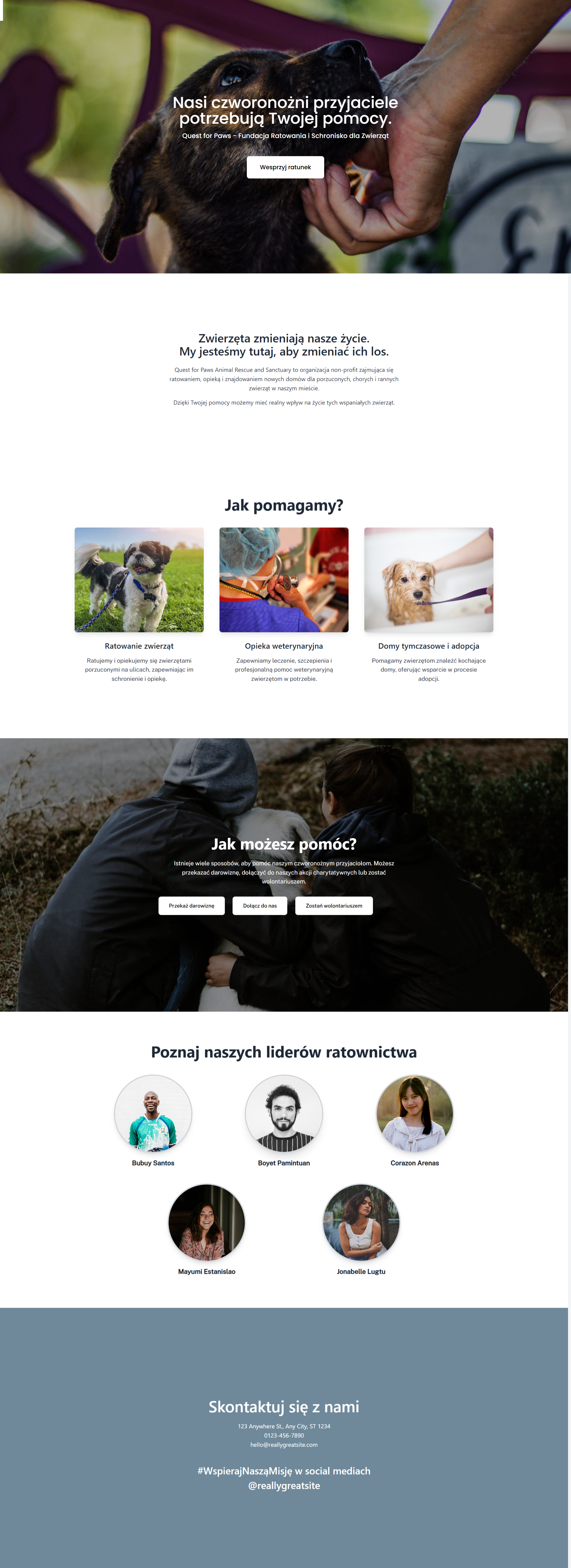 Quest for Paws — długi zrzut strony (przewijany w ramce)