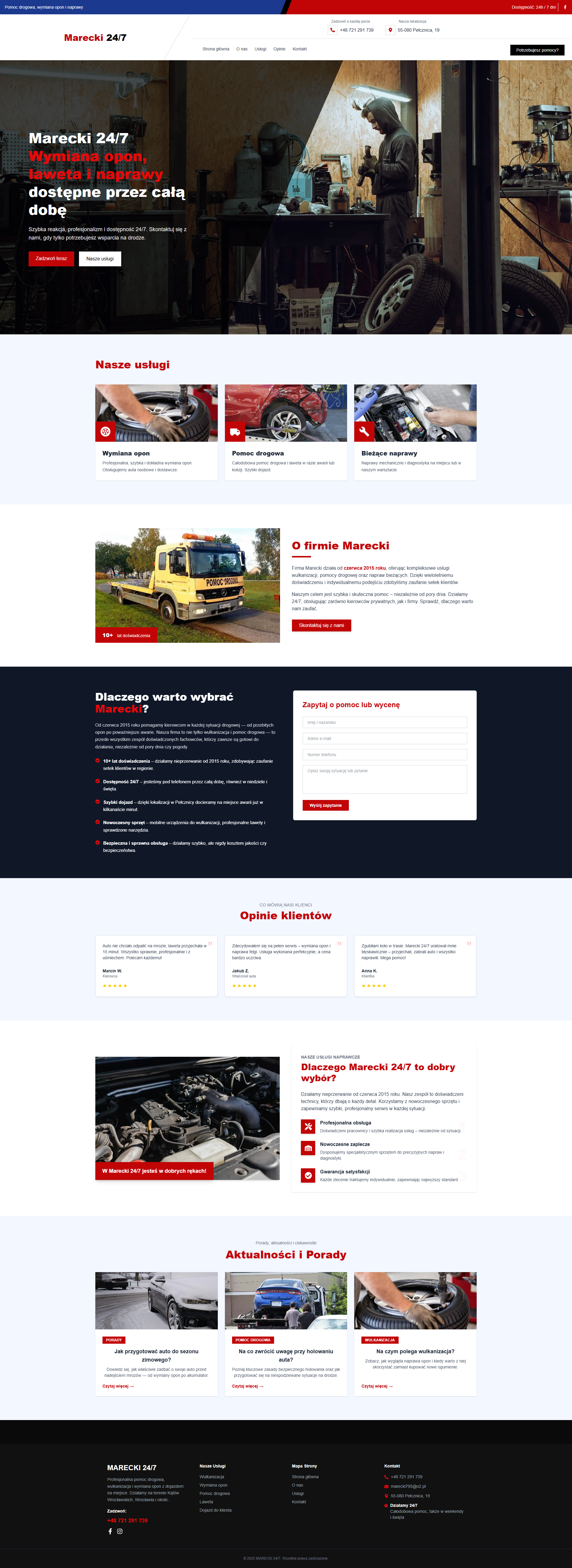 Marecki 24/7 — długi zrzut strony (przewijany w ramce)